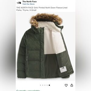 The North Face Olive Jacket with Faux Fur Trim